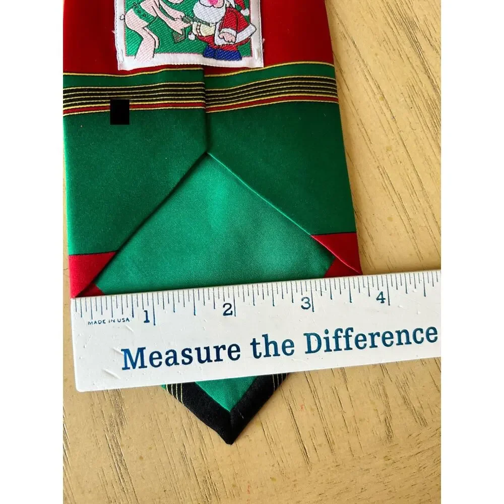 VTG Holiday Christmas Silk Ties Santa Snowmen Ornaments Red Green Necktie Lot 3